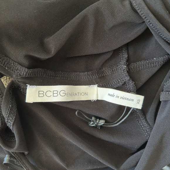 BCBGeneration Faux Wrap Mini Dress Women XS Sleeveless Racer Back Stretch Black - Picture 4 of 8